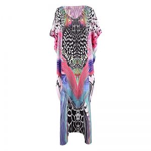 Дълга свободна плажна рокля тип роба 