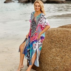 Дълга свободна плажна рокля тип роба 