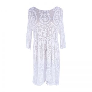 Къса свободна плажна рокля от дантела