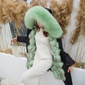 Зимно яке парка с естествен косъм лисица