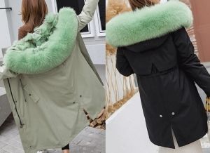 Зимно яке парка с естествен косъм лисица