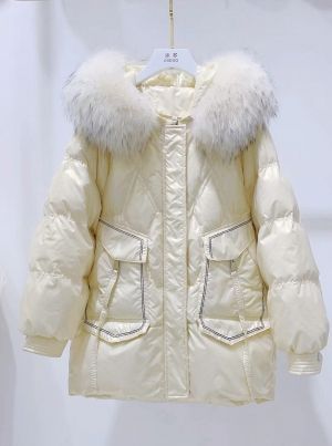 Дамско яке с гъши пух с  голяма яка 