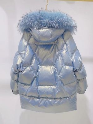 Дамско яке с гъши пух с  голяма яка 