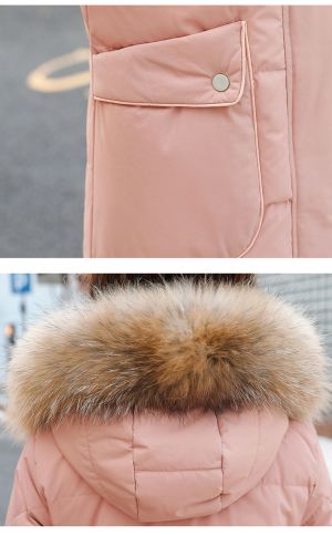 Дамско зимно яке  с гъши пух и яка естествен косъм