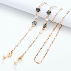 Бижу верижка за очила с розов кристал