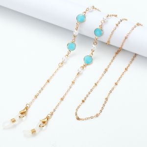 Бижу верижка за очила с розов кристал