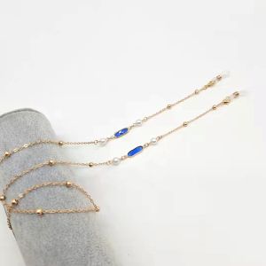 Бижу верижка за очила с кристални камъни и перли