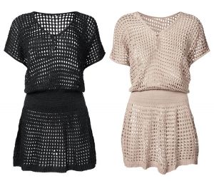 Къса плажна рокля плетиво с ластична талиян НАЛИЧНА