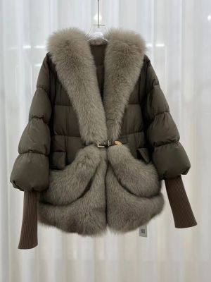 Дамско зимно яке с гъши пух и естествен косъм лисица