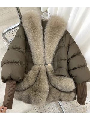 Дамско зимно яке с гъши пух и естествен косъм лисица