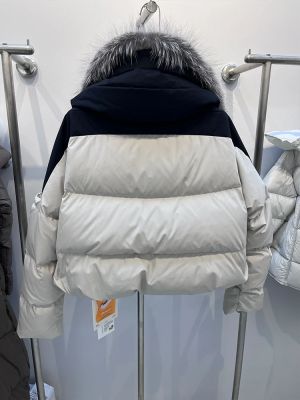 Дамско зимно яке с гъши пух и естествен косъм сребърна лисица