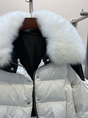 Дамско зимно яке с гъши пух и естествен косъм сребърна лисица
