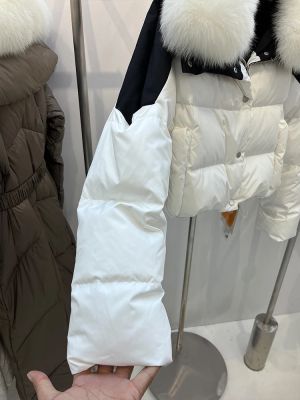 Дамско зимно яке с гъши пух и естествен косъм сребърна лисица