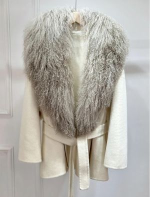  Eстествено вълнено палто от монголска овча кожа, топло вълнено, от кашмир