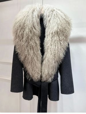  Eстествено вълнено палто от монголска овча кожа, топло вълнено, от кашмир