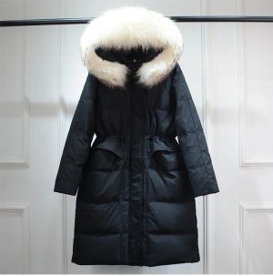  Голямо естествено палто  с качулка от миеща мечка , дълго, пухено