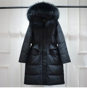  Голямо естествено палто  с качулка от миеща мечка , дълго, пухено