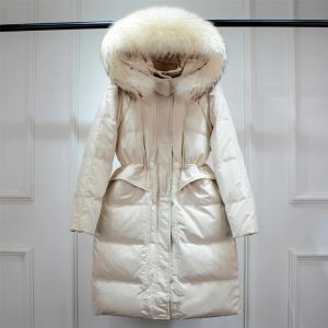  Голямо естествено палто  с качулка от миеща мечка , дълго, пухено