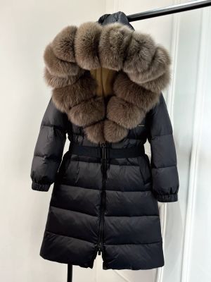 Луксозно яке от естествена лисица с качулка, голямо, 90% гъши пух, дебело и топло