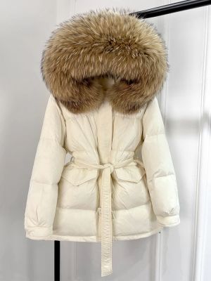  Зимно яке с яка и пух естествен косъм лисица, с връзки и качулка 