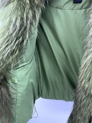 Зимно яке с яка от естествен косъм лисица и подвижни ръкави