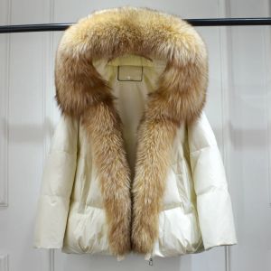 Зимно яке с яка от естествен косъм лисица и голяма качулка