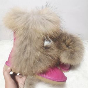 Елегантни дамски боти с естествен косъм лисица