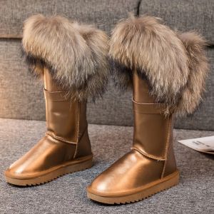 Дамски високи ботуши с естествен косъм лисица