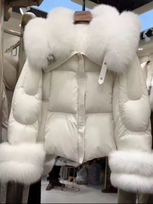 Зимно яке с яка и ръкави от естествен косъм лисица 