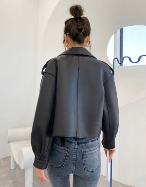 Дамско кожено яке от истинска овча кожа