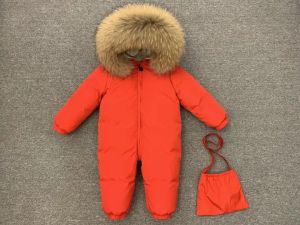 Детски зимен гащеризон с гъши пух и с качулка естествен пух