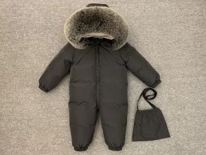 Детски зимен гащеризон с гъши пух и с качулка естествен пух