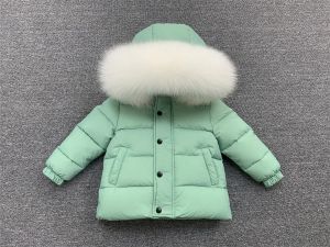 Детскo зимнo яке с гъши пух и качулка естествен косъм