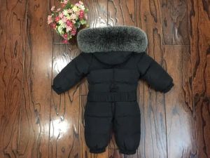 Детски зимен гащеризон с гъши пух и с качулка естествен косъм лисица