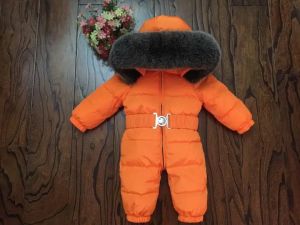 Детски зимен гащеризон с гъши пух и с качулка естествен косъм лисица
