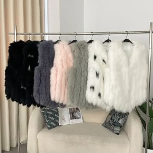 Дамски елек без ръкави от естествен косъм лисица