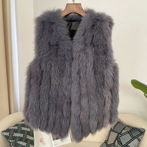 Дамски елек без ръкави от естествен косъм лисица