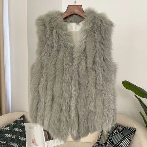 Дамски елек без ръкави от естествен косъм лисица