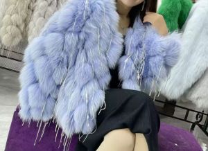 Зимно палто от естествен косъм лисица