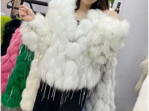 Зимно палто от естествен косъм лисица