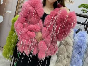 Зимно палто от естествен косъм лисица