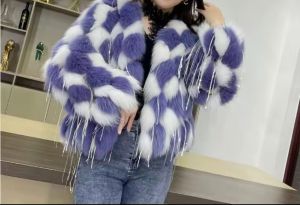 Зимно палто от естествен косъм лисица