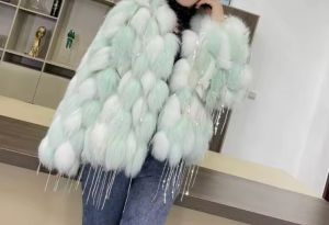 Зимно палто от естествен косъм лисица