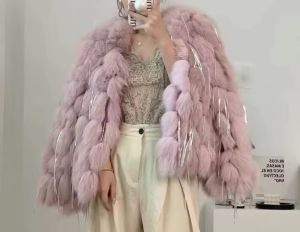 Зимно палто от естествен косъм лисица