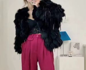 Зимно палто от естествен косъм лисица