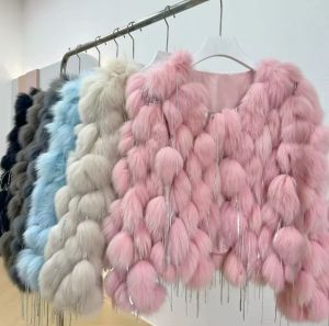 Зимно палто от естествен косъм лисица