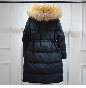  Голямо естествено палто  с качулка от миеща мечка , дълго, пухено, НАЛИЧНО в размер М